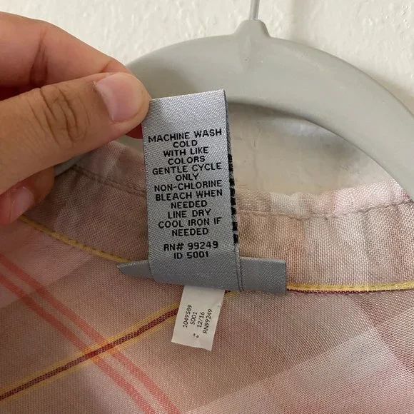 Catherines Womens Blouse Button Up Plaid Size 0X Long Sleeves Pink Casual Top - Picture 4 of 11